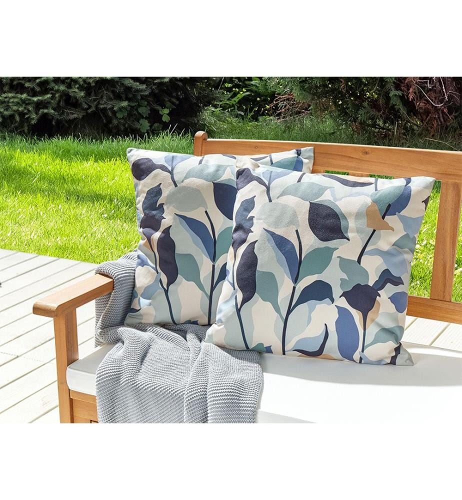 Set di 2 cuscini da esterno VEGLINO Trama di piante 45 x 45 cm Blu
