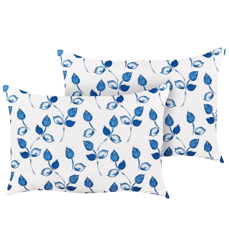 Set di 2 cuscini da esterno TORBORA Trama di piante 40 x 60 cm Bianco Blu
