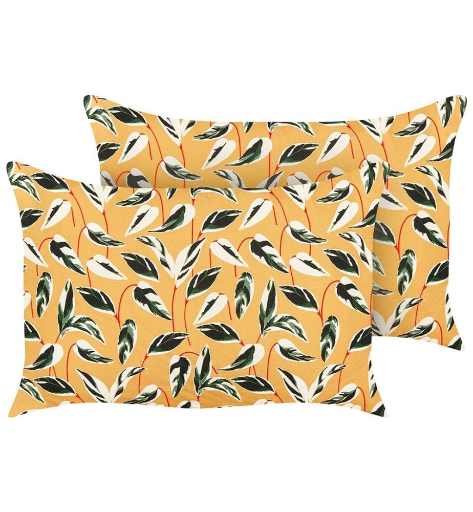 Set di 2 cuscini da esterno TAGGIA Trama di piante 40 x 60 cm Giallo