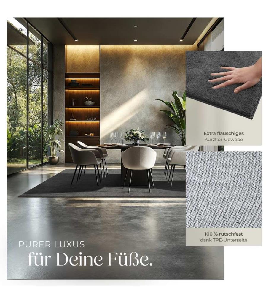 Kurzflorteppich Soft Zone - anthrazit, 200 x 290 cm