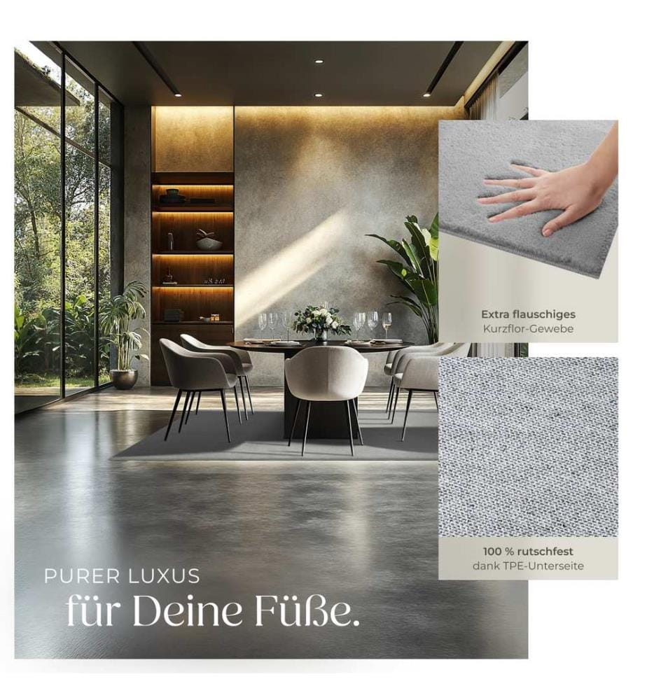 Tapis à poils ras SOFT ZONE - gris, 140 x 200 cm