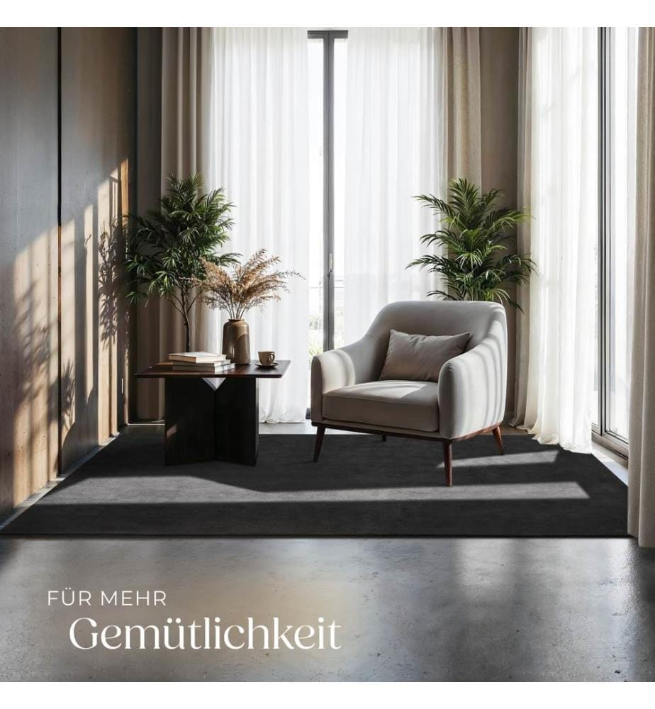 Rug Zonelle - short pile and ultra-soft, rectangular or round - anthracite, 120 x 170 cm