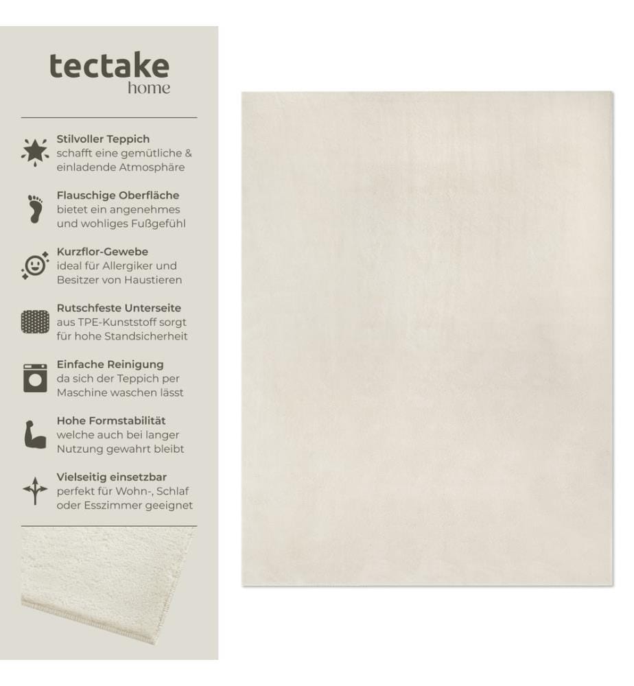 Tapis à poils ras SOFT ZONE - crème, 120 x 170 cm