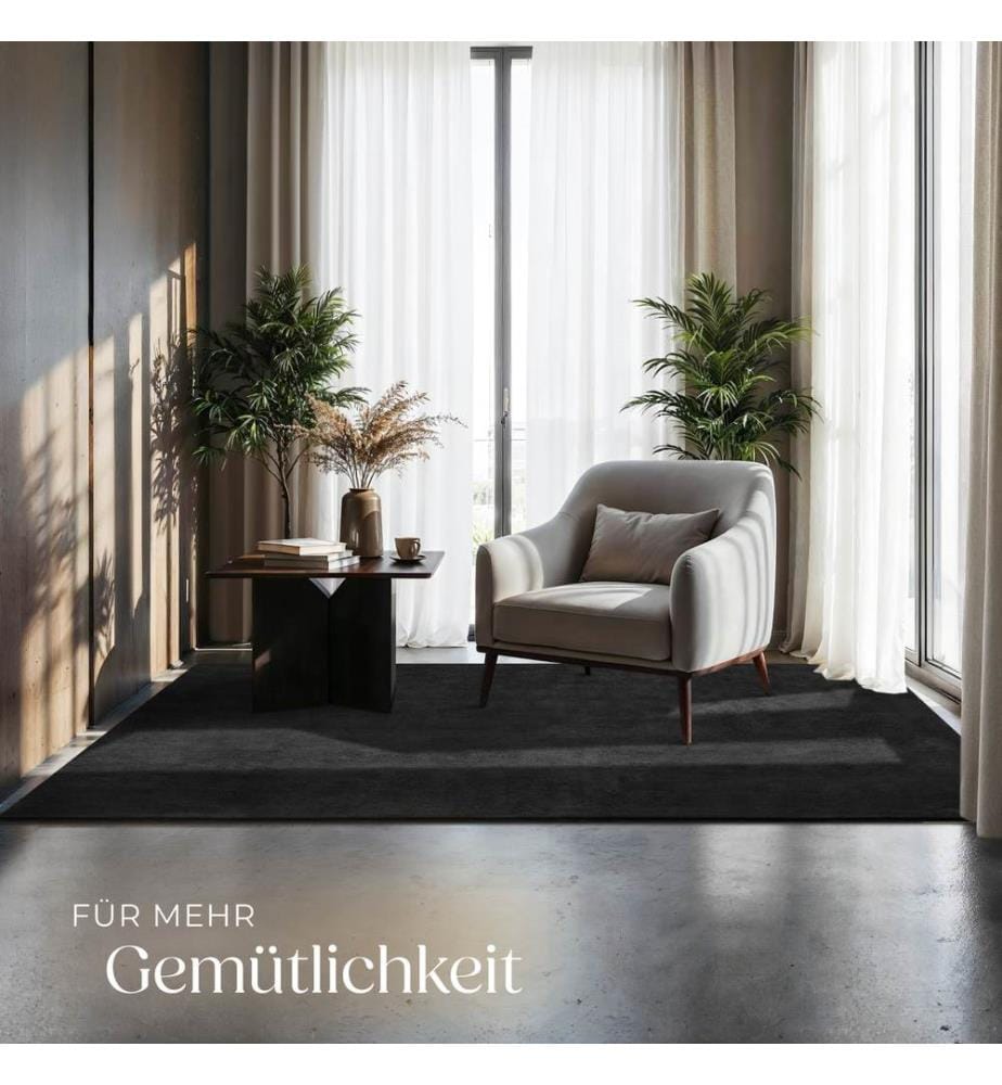 Rug Zonelle - short pile and ultra-soft, rectangular or round - black, 120 x 170 cm