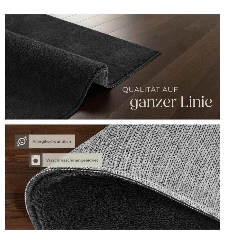 Rug Zonelle - short pile and ultra-soft, rectangular or round - black, 120 x 170 cm