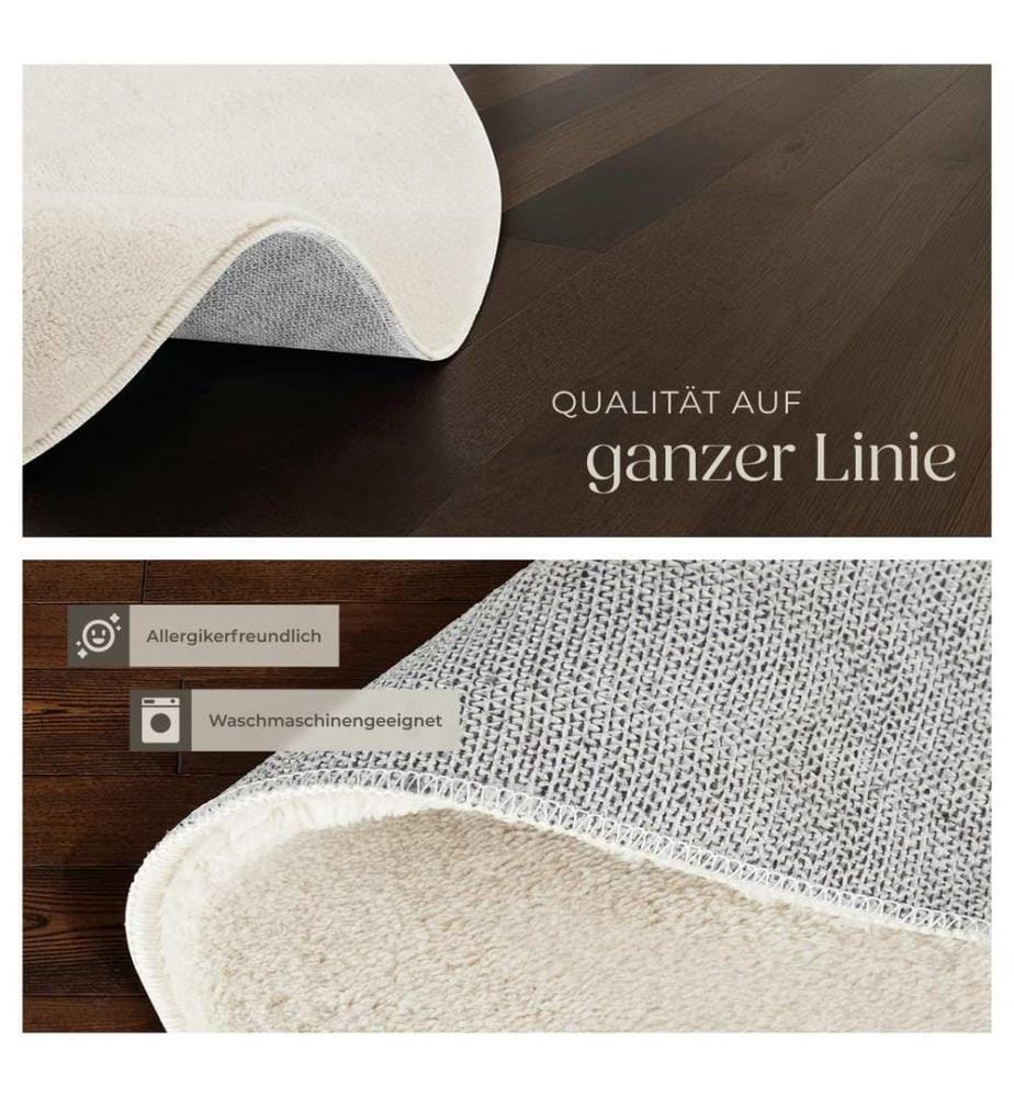 Rug Zonelle - short pile and ultra-soft, rectangular or round - cream, Ø 120 cm