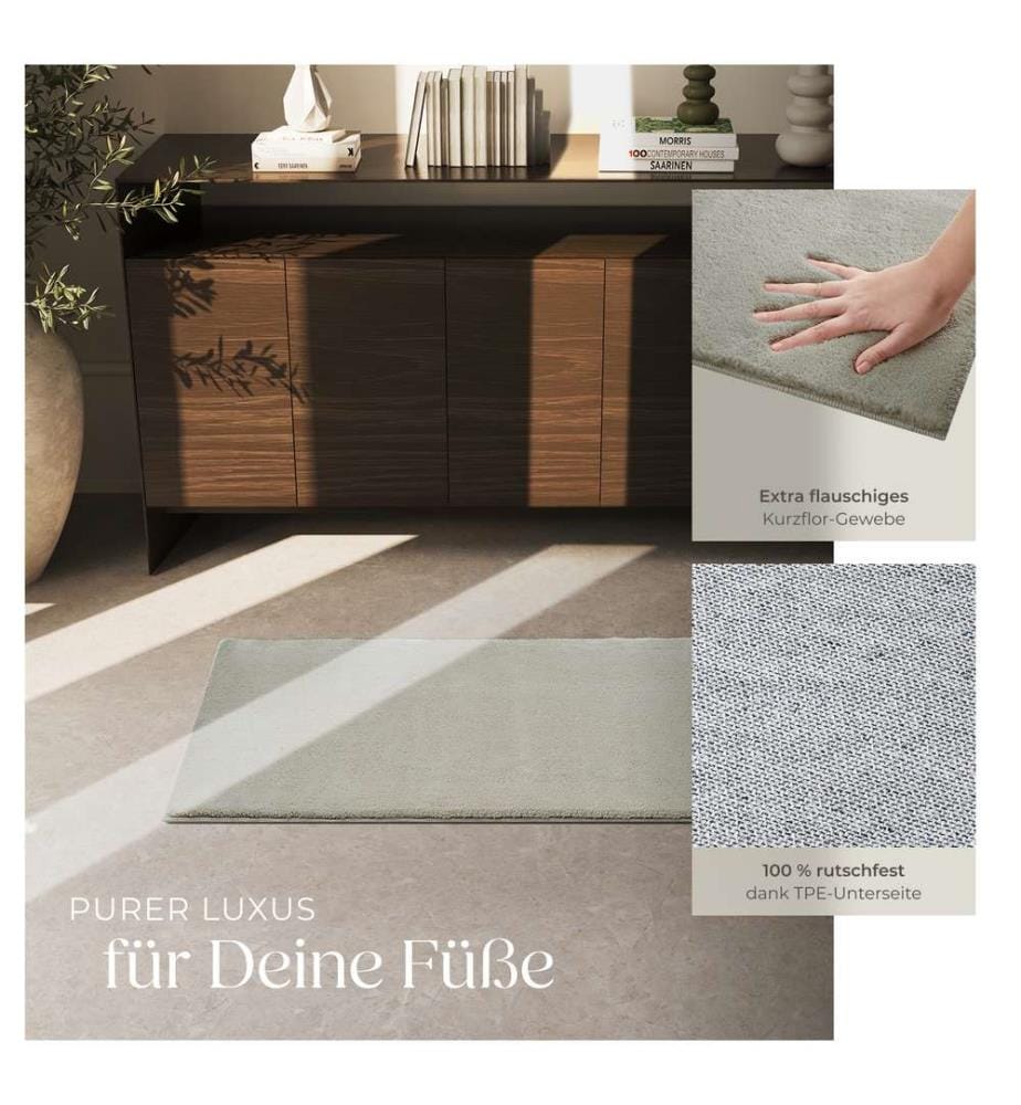 Rug Zonelle - short pile and ultra-soft, rectangular or round - sand, 60 x 110 cm