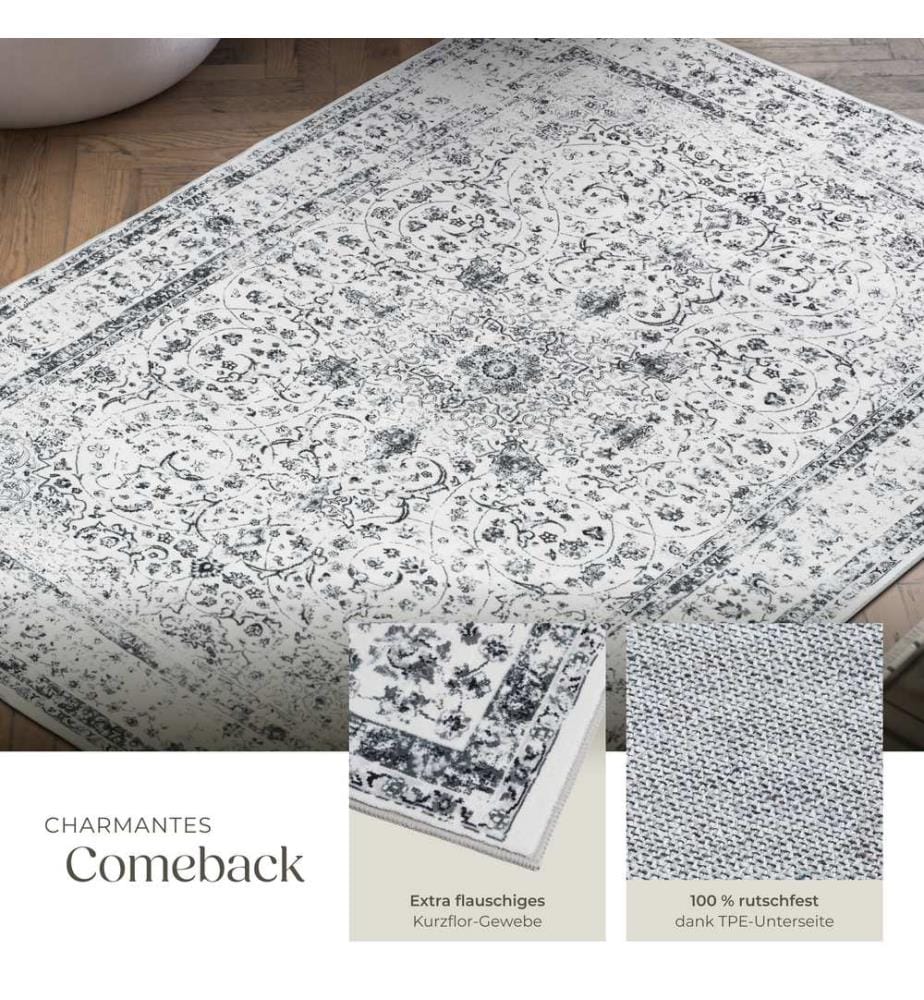 Washable Rug Aliya - different sizes, oriental pattern, non-slip underside, non-allergenic short pile - 120 x 170 cm