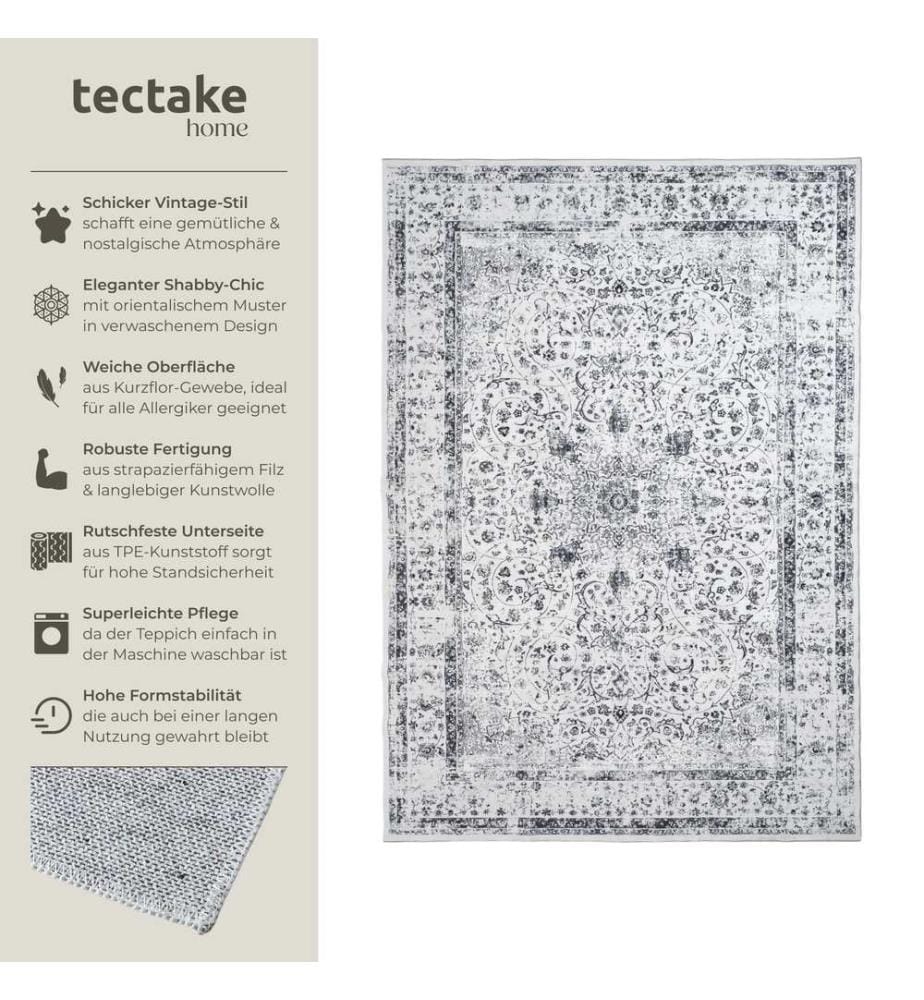 Washable Rug Aliya - different sizes, oriental pattern, non-slip underside, non-allergenic short pile - 240 x 340 cm