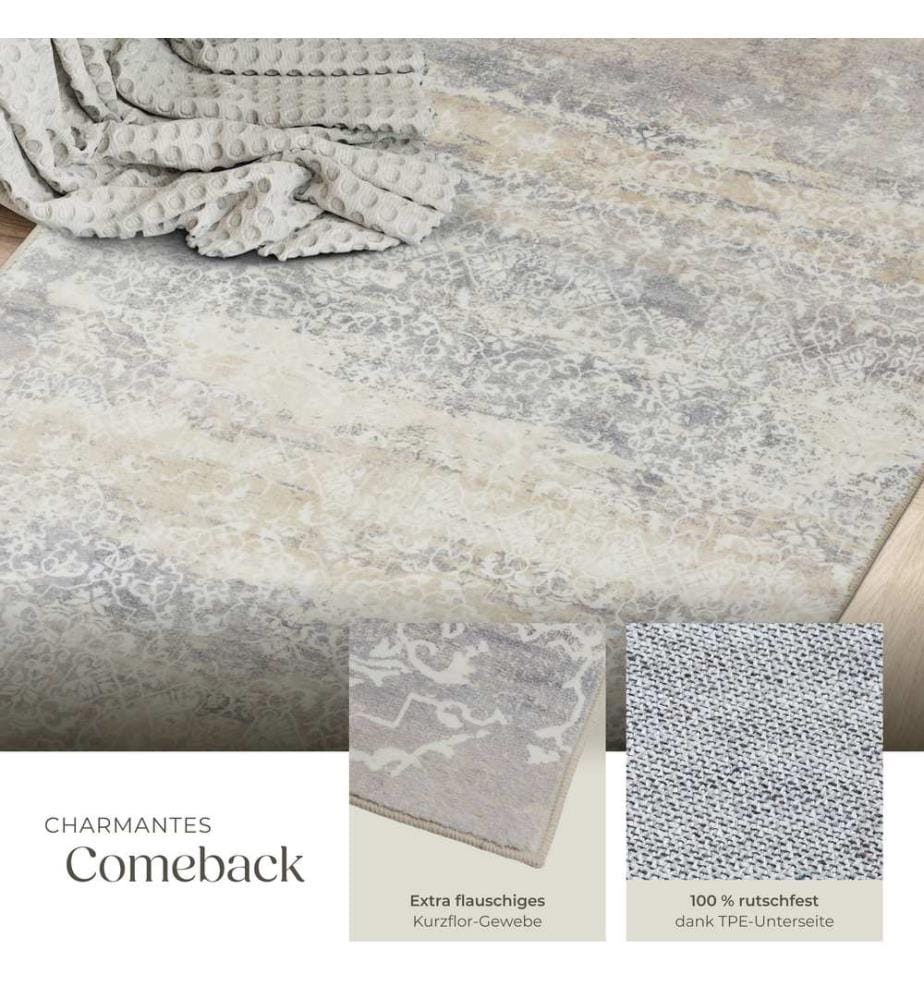 Washable Rug Dalia - various sizes, faded pattern, easy-care short pile, non-slip - 80 x 150 cm