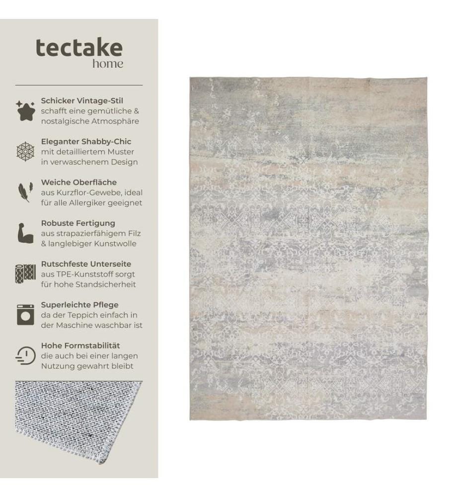 Washable Rug Dalia - various sizes, faded pattern, easy-care short pile, non-slip - 160 x 230 cm