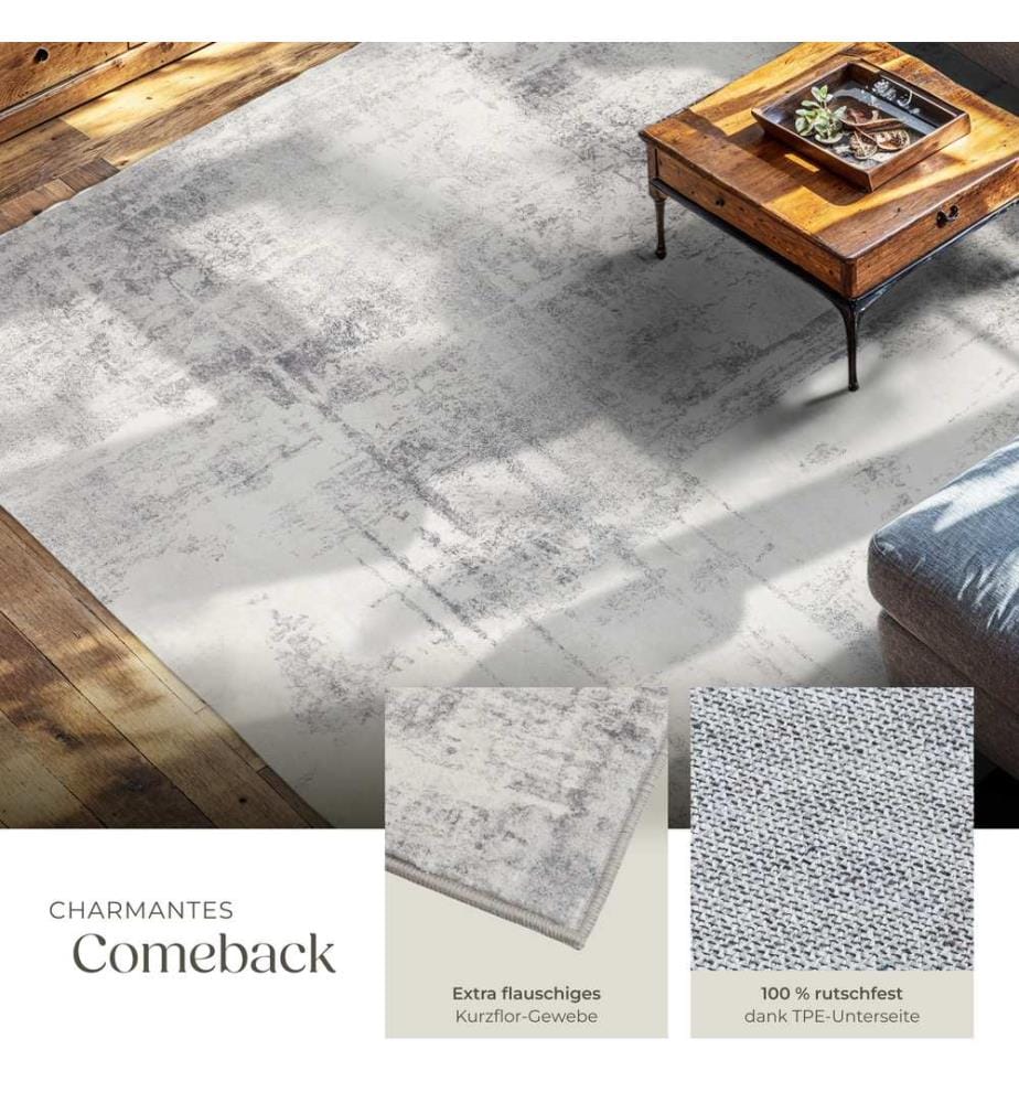 Washable Rug Nadira - different sizes, abstract pattern, synthetic wool and felt, non-slip - 240 x 340 cm