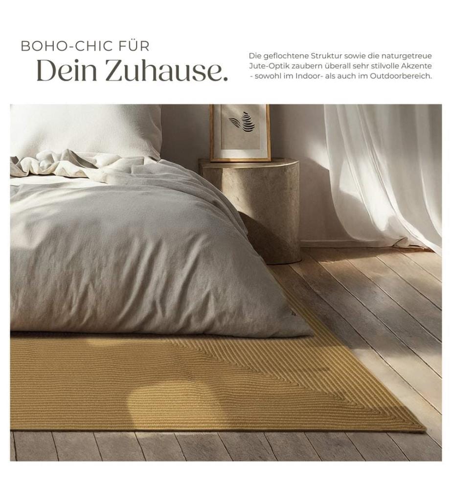 Rug Raya - jute look, boho style, for indoor & outdoor, durable, easy-care - 160 x 230 cm