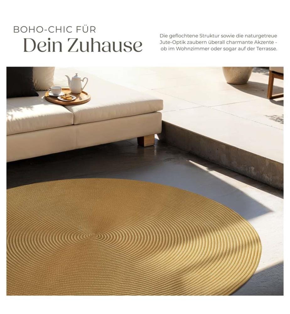 Rug Raya - jute look, boho style, indoor and outdoor use, durable - brown