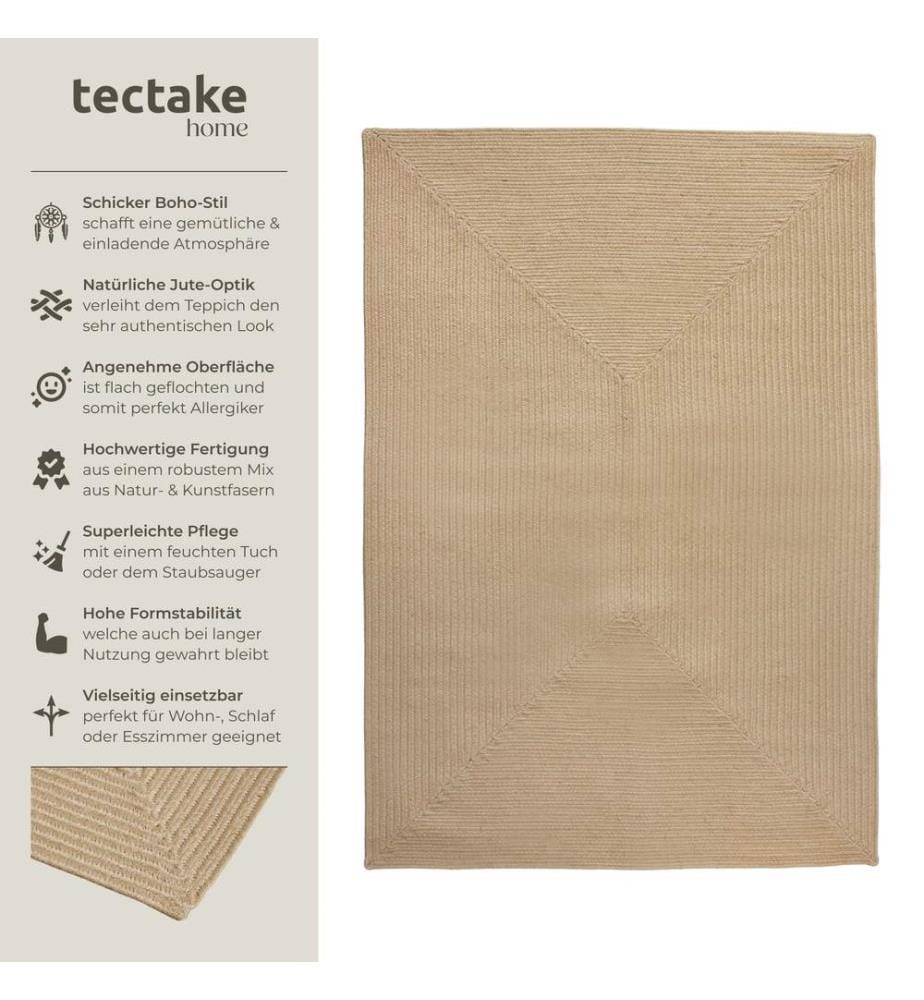 Geflochtener Teppich Vibe aus Jute, Boho-Stil - 120 x 170 cm