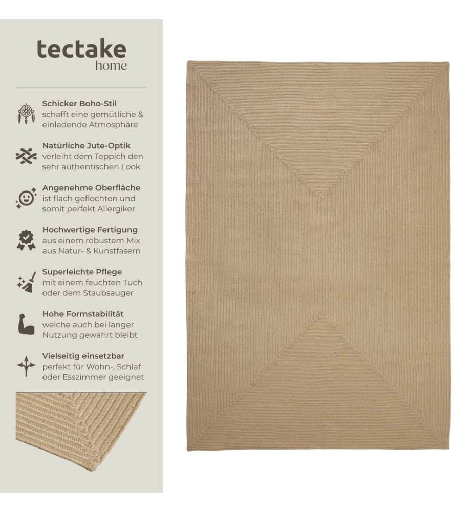 Geflochtener Teppich Vibe aus Jute, Boho-Stil - 160 x 230 cm