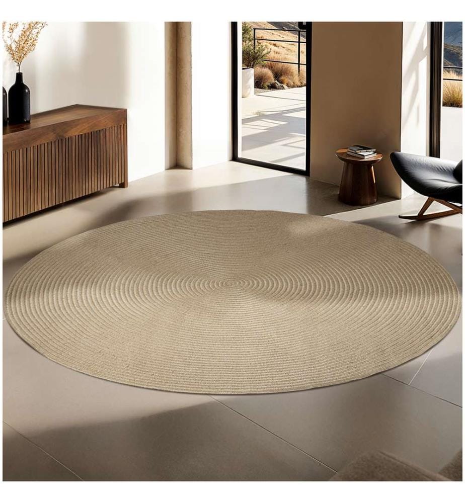 Geflochtener Teppich Vibe aus Jute- und Kunststofffasern - braun