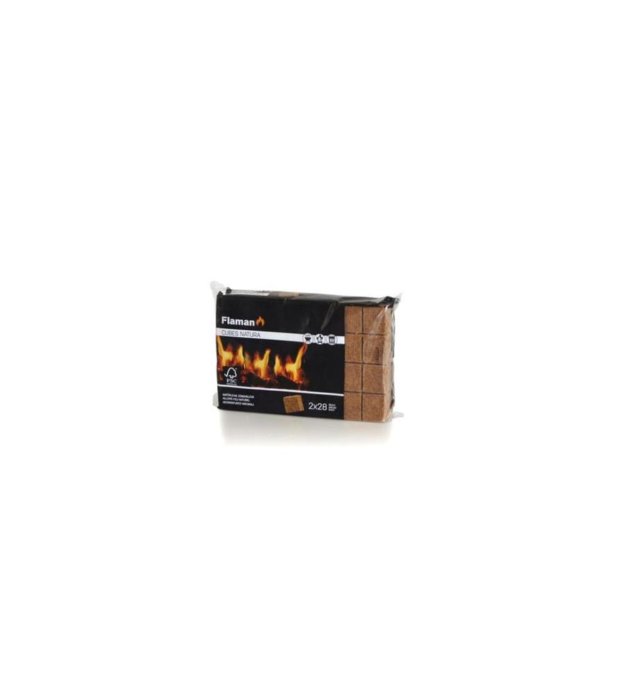 FLAMAN - Allume-feu pour barbecue Cubes Natura, 2 x 28 pièces, FSC