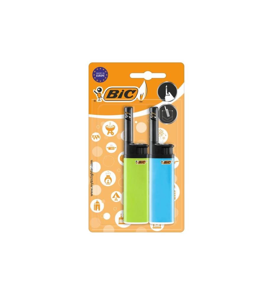 BIC - Hybrid-Feuerzeug J38 Wand, Mehrfarbig, 2er-Pack