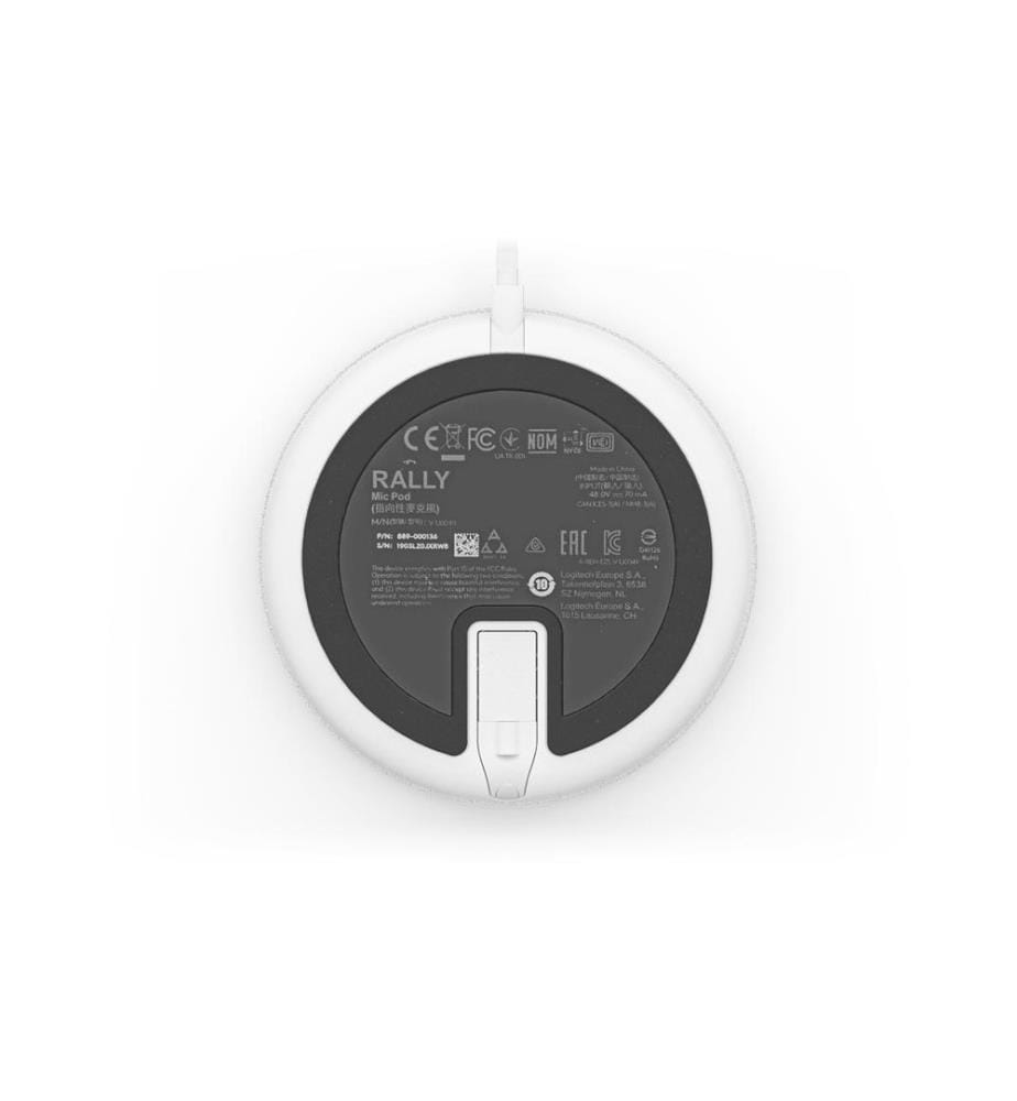 LOGITECH - Microphone d'extension Rally Mic Pod Blanc