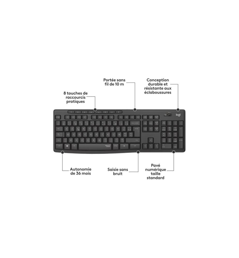 Logitech Tastatur-Maus-Set MK295 Graphite US-Layout