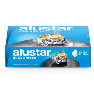 ALUSTAR - Alufolie Folienzuschnitte, Silber Dispenser 23 cm x 27 m
