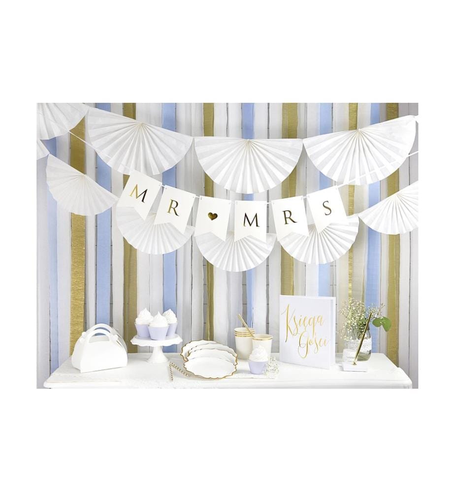 PARTYDECO - Assiettes jetables avec bord doré 18.5 cm, 6 Pièce/s, Blanc