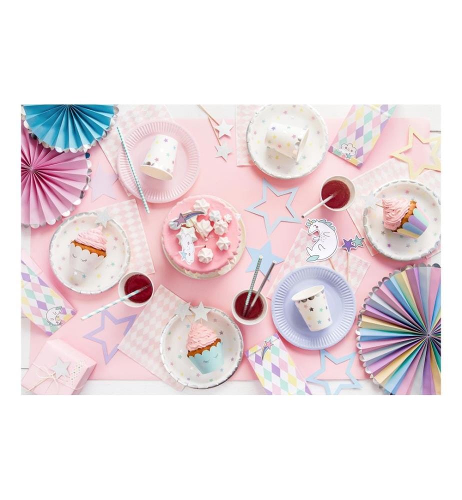 PARTYDECO - Assiettes jetables Licorne/étoiles 6 Pièce/s