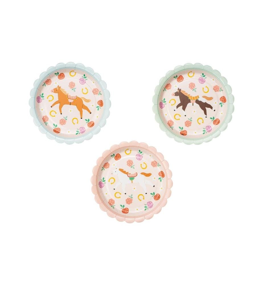 PARTYDECO - Assiettes jetables Cheval 18 cm, 6 pièces