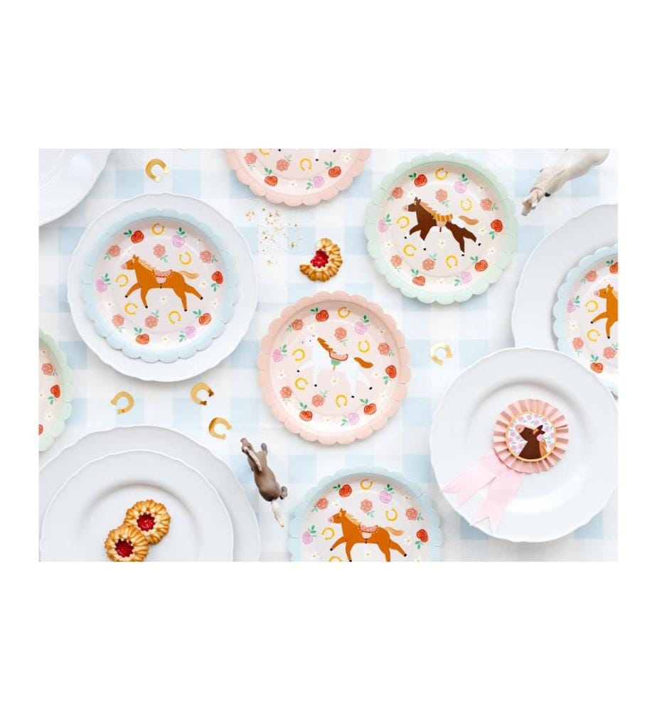 PARTYDECO - Assiettes jetables Cheval 18 cm, 6 pièces
