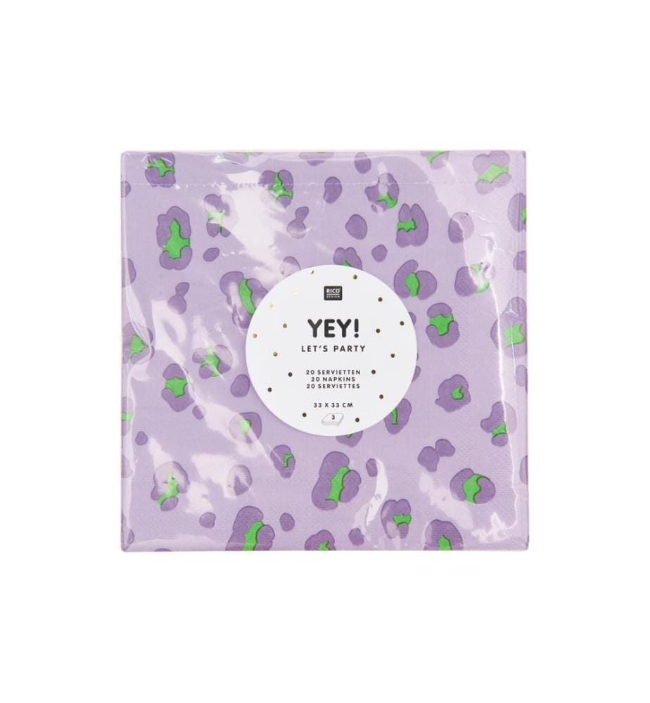 RICO DESIGN - Serviettes en papier Leo 33 cm x 33 cm, 20 Pièce/s, Violet/Vert