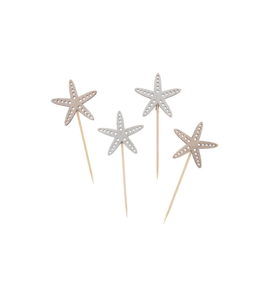 RICO DESIGN - Pearl Piques décoratifs Étoile de mer 4 Pièce/s Blanc