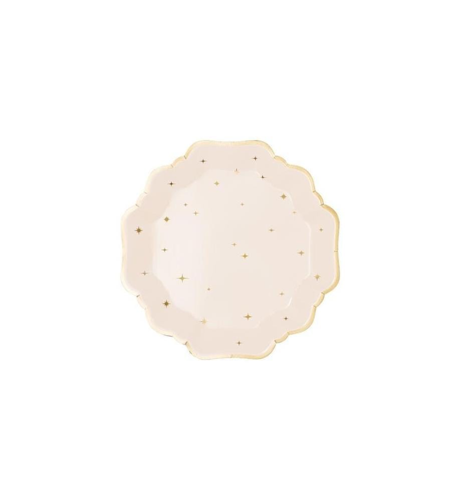 PARTYDECO - Assiettes jetables étoiles, Beige, 21 cm, 6 pièces