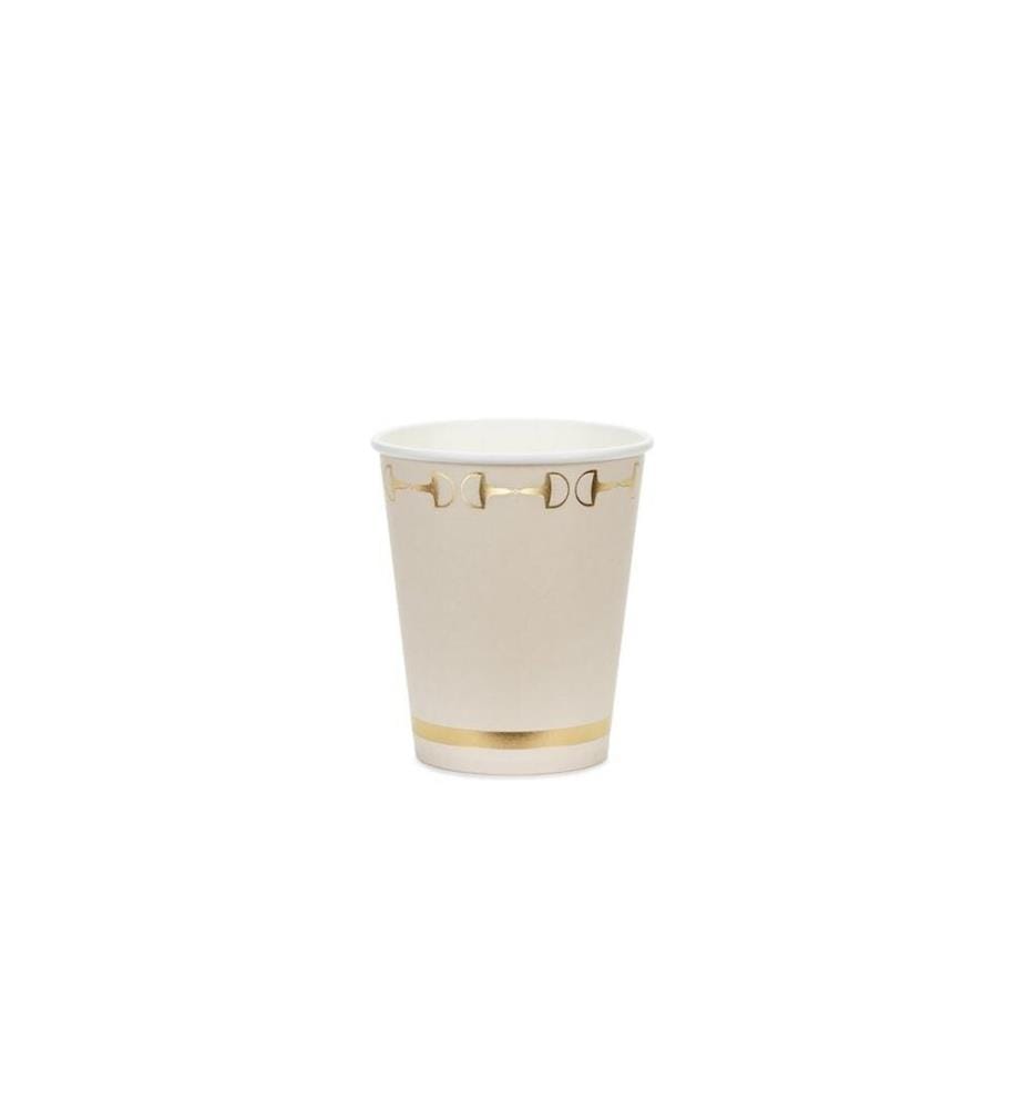 PARTYDECO - Gobelets jetables Étriers, Beige, 9 cm, 220 ml, 6 pièces
