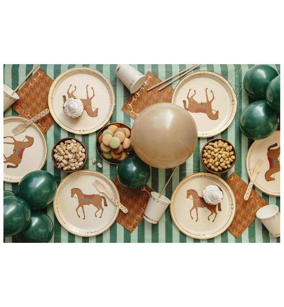 PARTYDECO - Gobelets jetables Étriers, Beige, 9 cm, 220 ml, 6 pièces