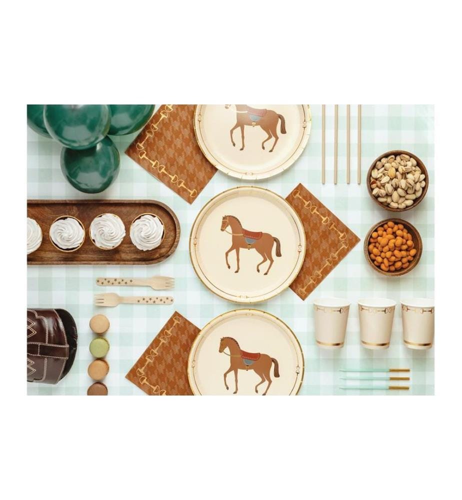PARTYDECO - Assiettes jetables cheval, Beige, 23 cm, 6 pièces