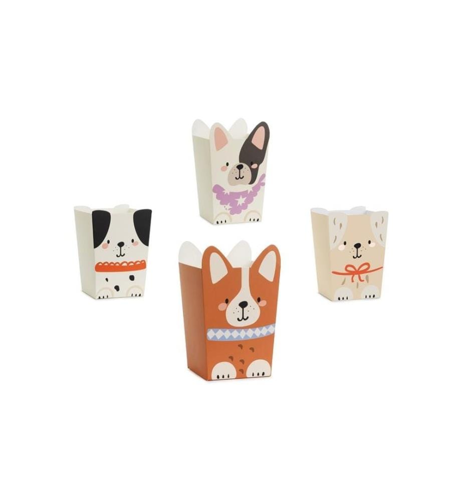 PARTYDECO - Einweg-Schale Hunde 8.7 x 8.7 cm, Mehrfarbig