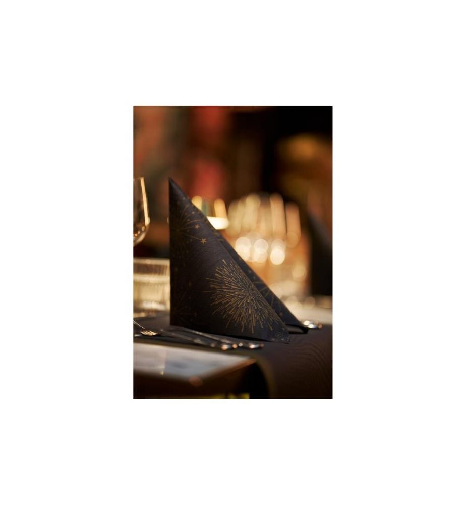 Duni - Serviettes de table Bio DSF, Sparkly Black, 40 x 40 cm, 60 pièces