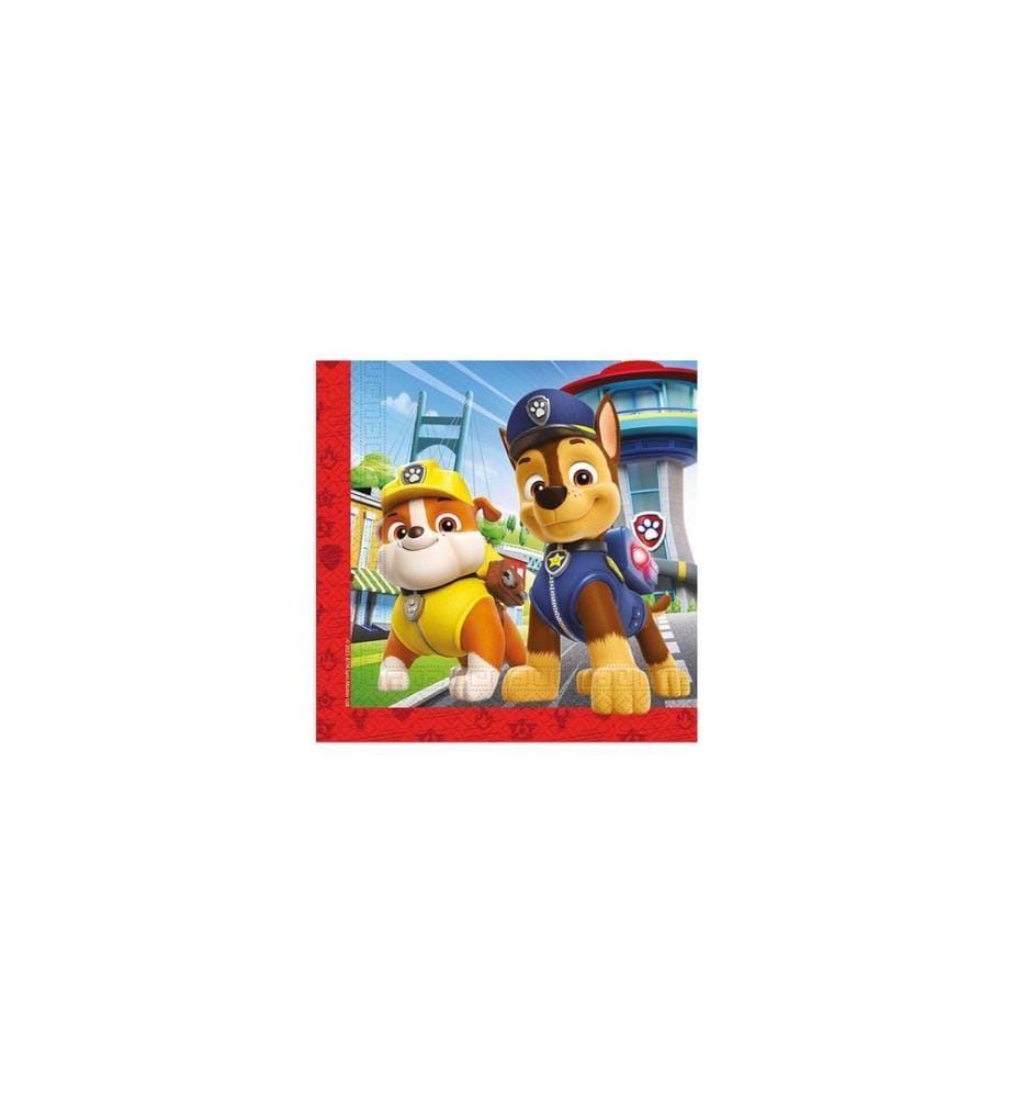 We fiesta Party - Serviettes Paw Patrol 33 x 33 cm, 20 pièces, Bleu/Rouge