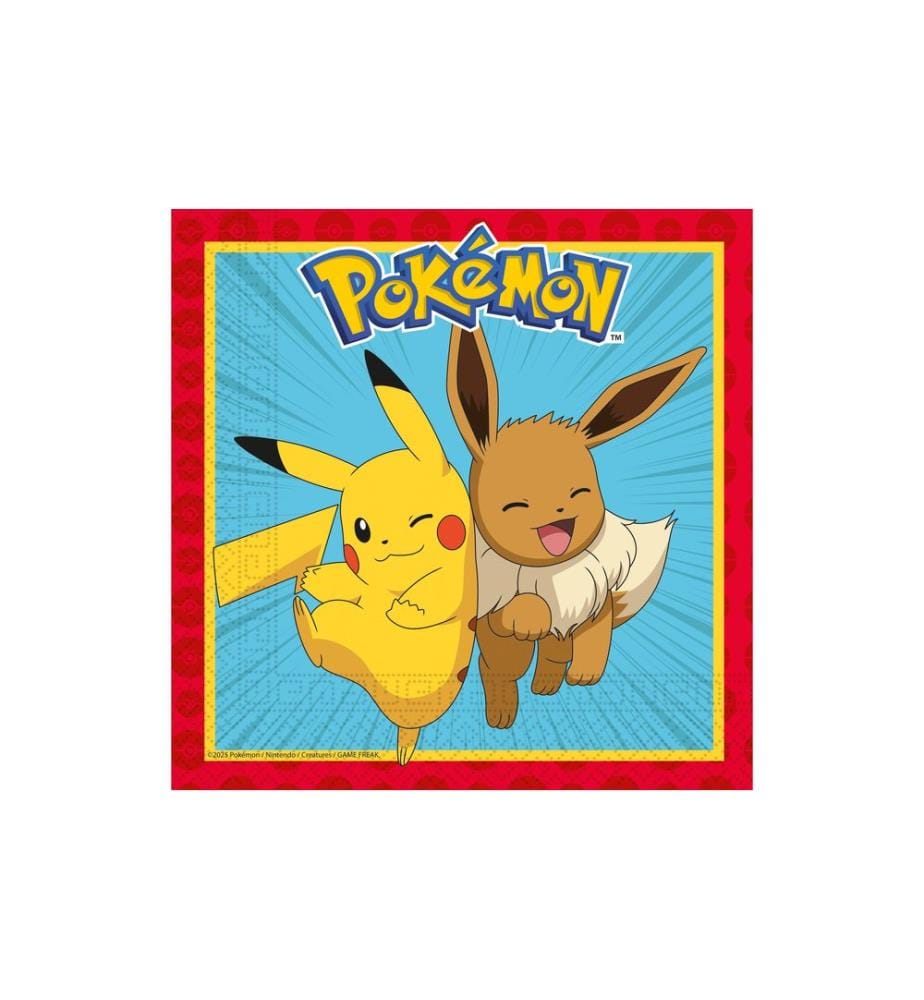 We fiesta Party - Serviettes Pokémon 33 x 33 cm, 20 pièces, Rouge