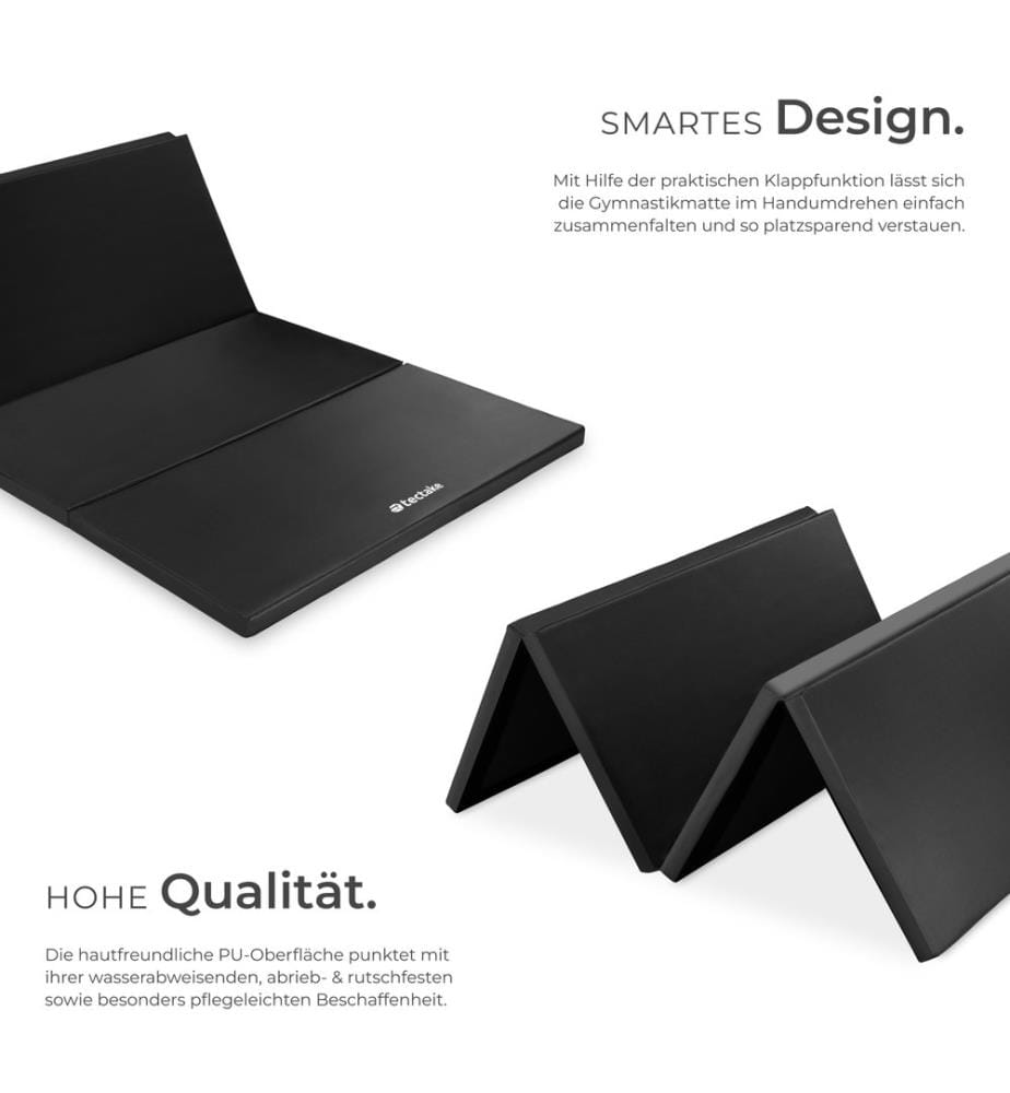 Gymnastikmatte klappbar und erweiterbar 240x120x5 cm - schwarz