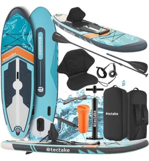 Stand-Up Paddle Board, 2in1 aufblasbar, Komplettset - türkisorange