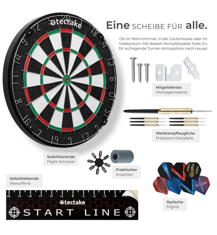 Cible de fléchettes BULLY avec 9 fléchettes et 21 ailettes - noirblanc