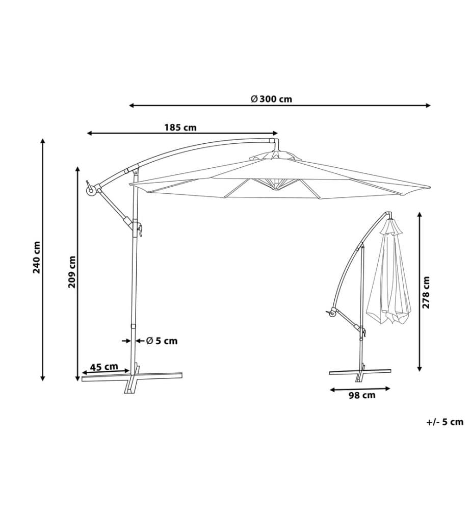 Ampelschirm 300 cm RAVENNA Dunkelgrau