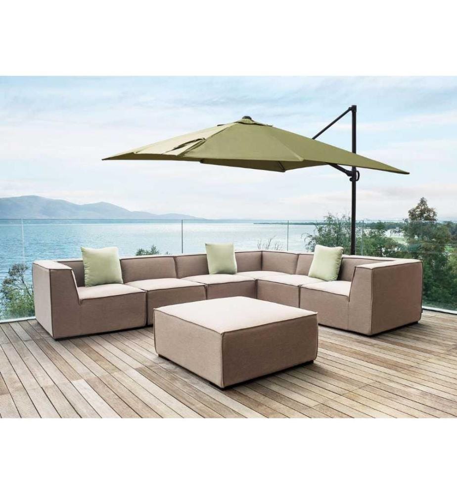 Sonnenschirm Olivgrün/Schwarz Polyester quadratische Form 245 x 245 cm Terrasse Balkon Garten