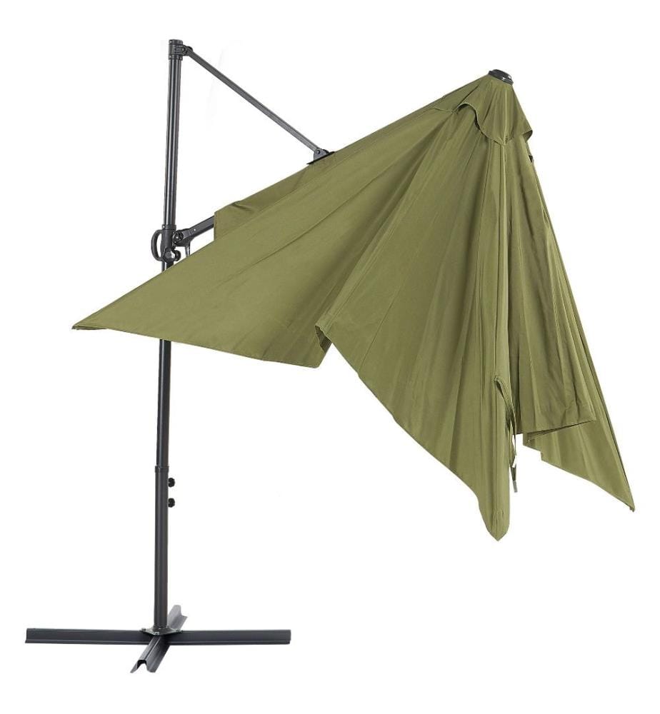 Sonnenschirm Olivgrün/Schwarz Polyester quadratische Form 245 x 245 cm Terrasse Balkon Garten