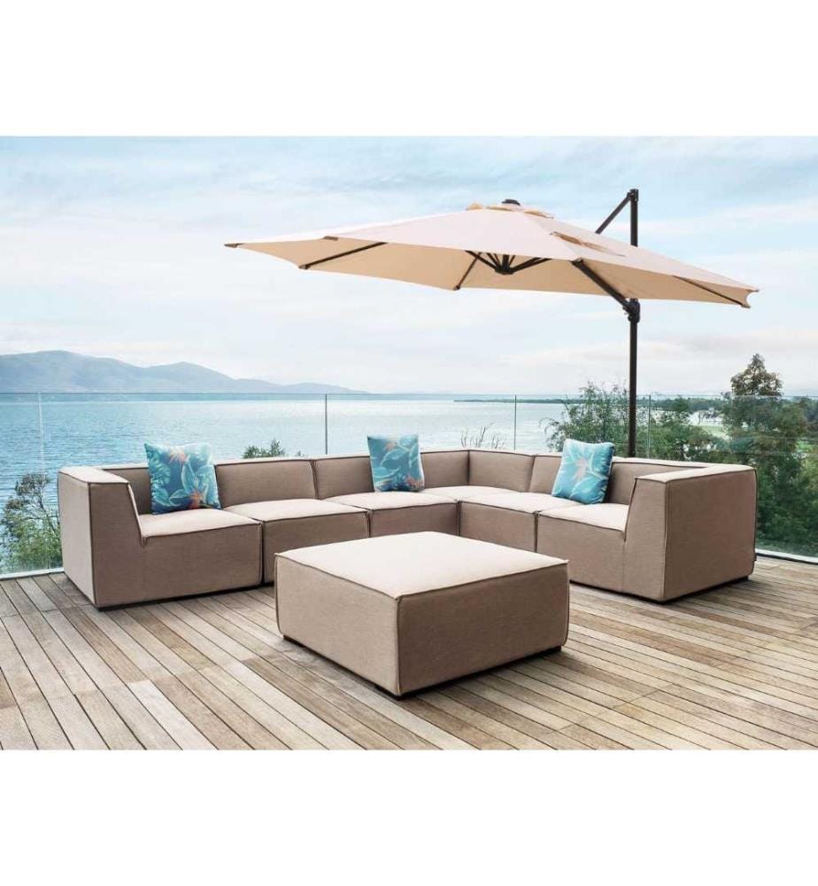 Ampelschirm Beige/Schwarz Polyester achteckig ? 295 cm für Balkon Terrasse Garten