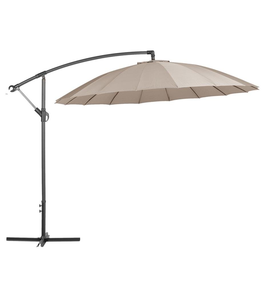Ampelschirm Sandbeige Polyester ? 268 cm Kurbelmechanismus Garten Terrasse Balkon