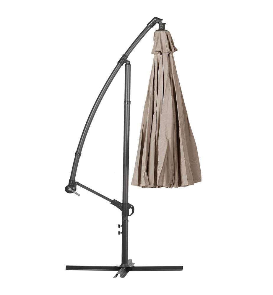 Ampelschirm Sandbeige Polyester ? 268 cm Kurbelmechanismus Garten Terrasse Balkon