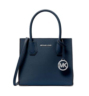 Schultertasche Mercer Leder mit mittlerer Narbung - Marineblau